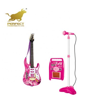 children musical instrument plastic electric guitar toy with speaker and microphone